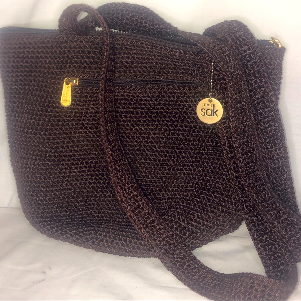 The Sak-Brown Crochet Zip Shoulder Purse